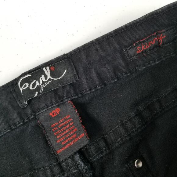 Earl Black Jeans Bling Rhinestone Embellished Pockets Skinny Size 12 P - Picture 3 of 3